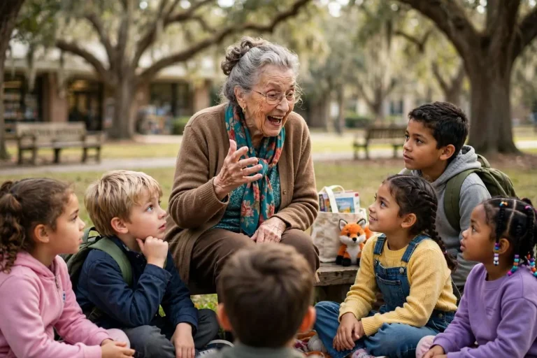 Illustration for the news story: The Art of the Storyteller: Fairhope’s Nana Connie Still Tells Them Live