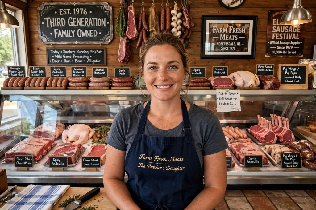 Illustration for the news story: The Butcher’s Daughter: Farm Fresh Meats Rolls Into Its Third Generation in Robertsdale