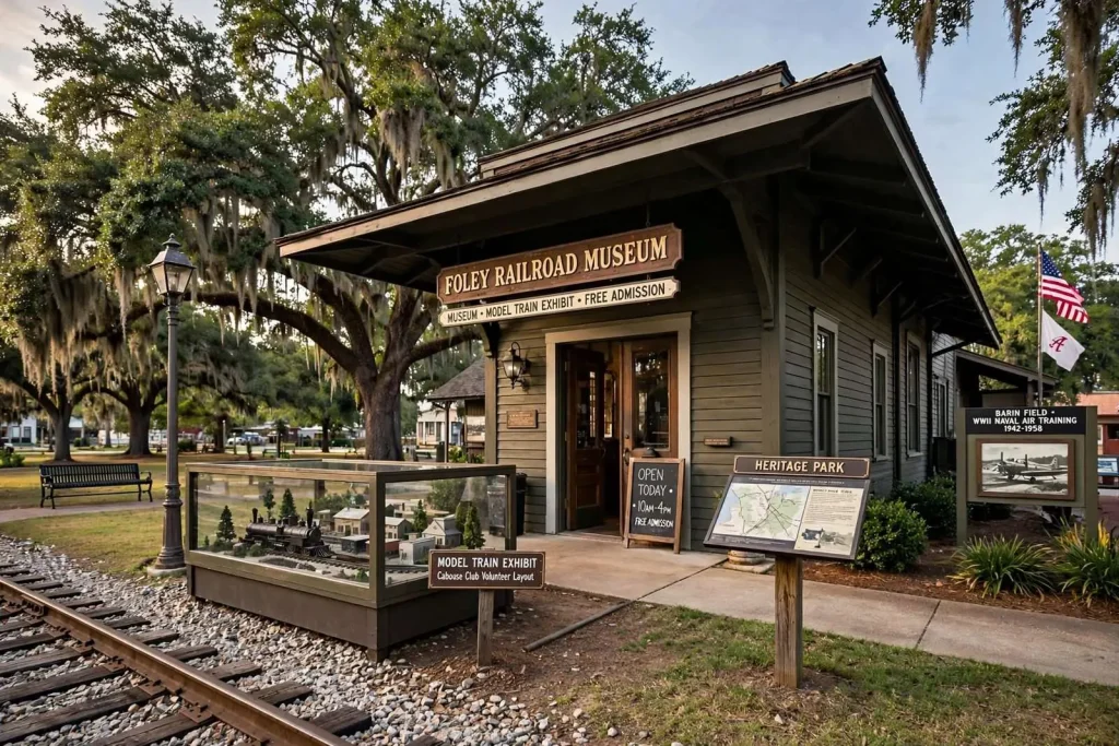 Illustration for the news story: The Depot That Came Home: Foley’s Railroad Museum Keeps Two Centuries of Stories on Track