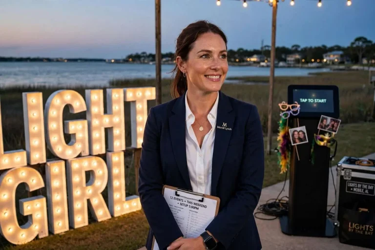 Illustration for the news story: The ‘Light Girl’ of Mobile Bay: How a Merrill Lynch Manager’s Side Gig Lights Up Gulf Coast Celebrations