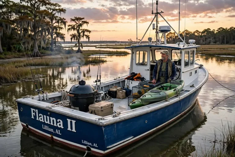 Illustration for the news story: The Lobster Boat in Southern Waters: Captain David Ellis and the Flauna II of Perdido Bay
