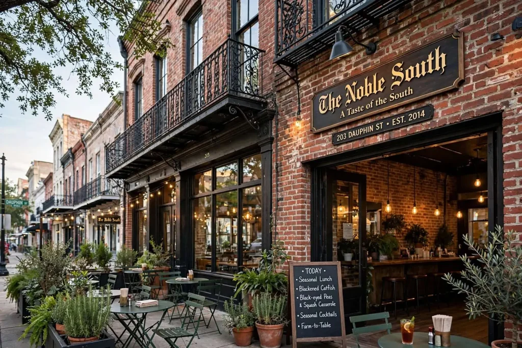 Illustration for the news story: The Noble South Serves Seasonal Southern Cooking in a Historic Dauphin Street Home