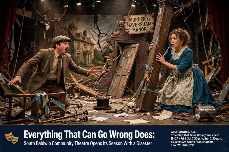 Illustration for the news story: Everything That Can Go Wrong Does: South Baldwin Community Theatre Opens Its Season With a Disaster