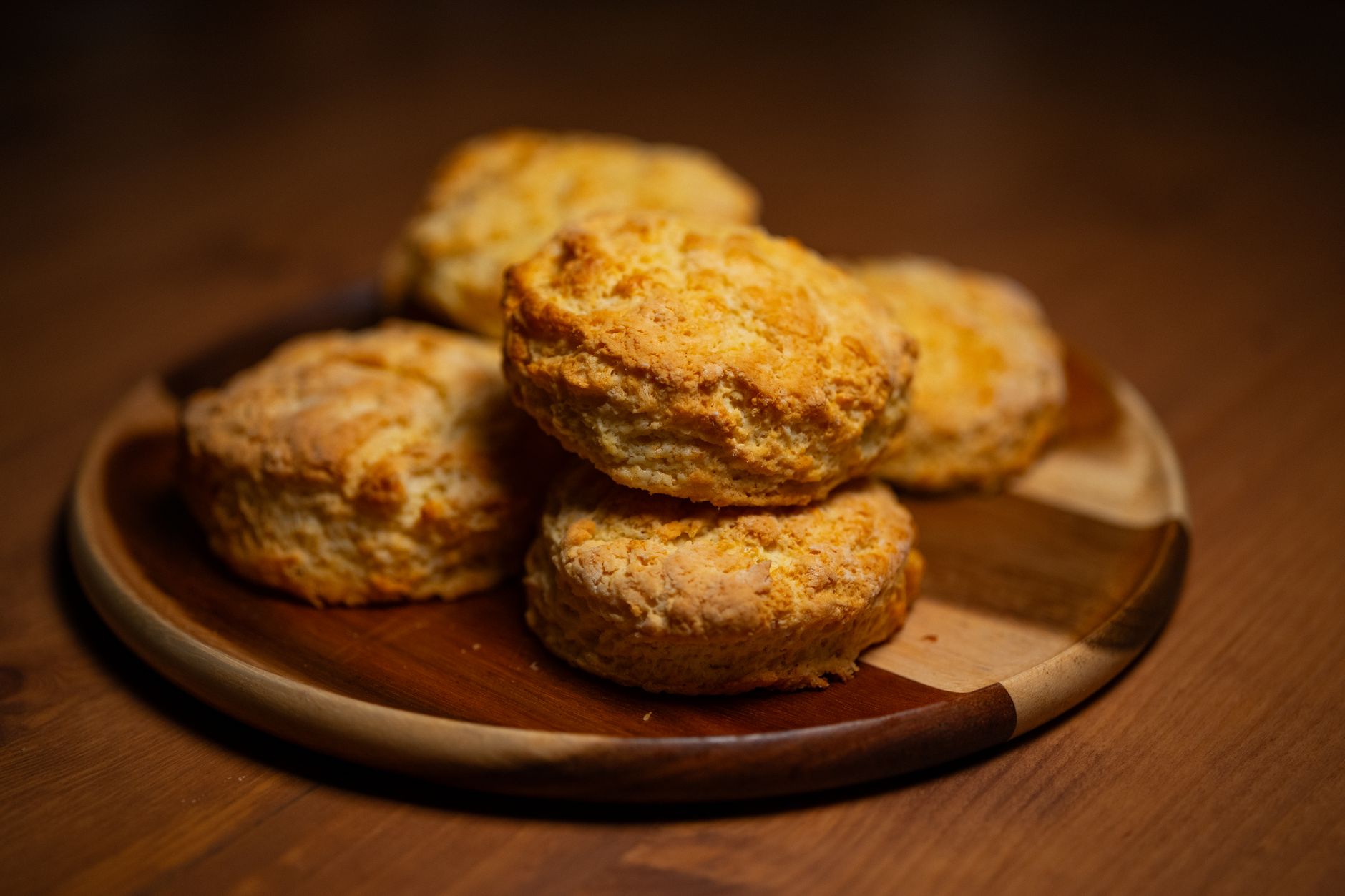 Plate of homemade biscuits served for breakfast at a small cafe