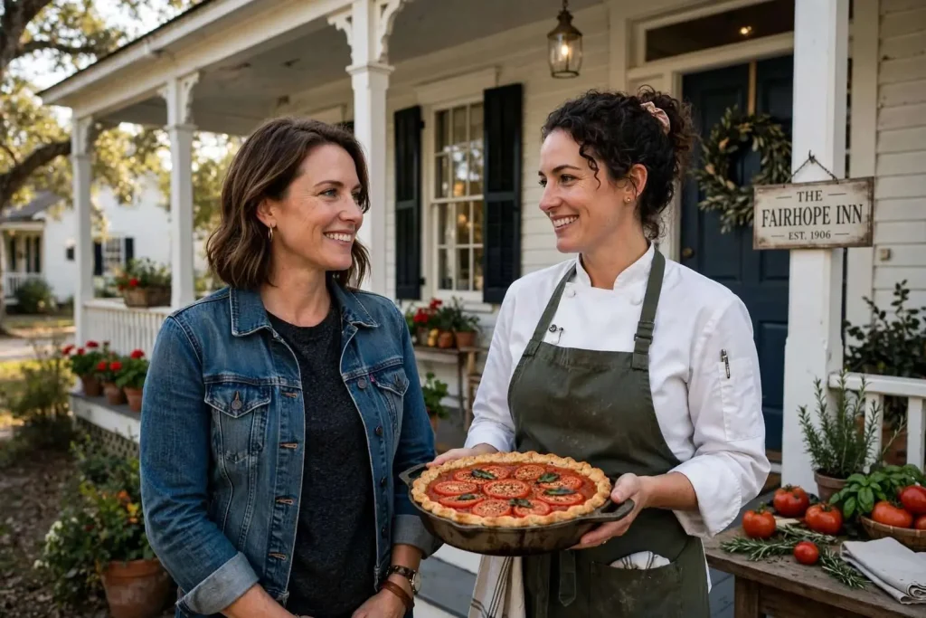 Illustration for the news story: Tomato Pies and a 100-Day Makeover: How The Fairhope Inn Found Its Best Chapter