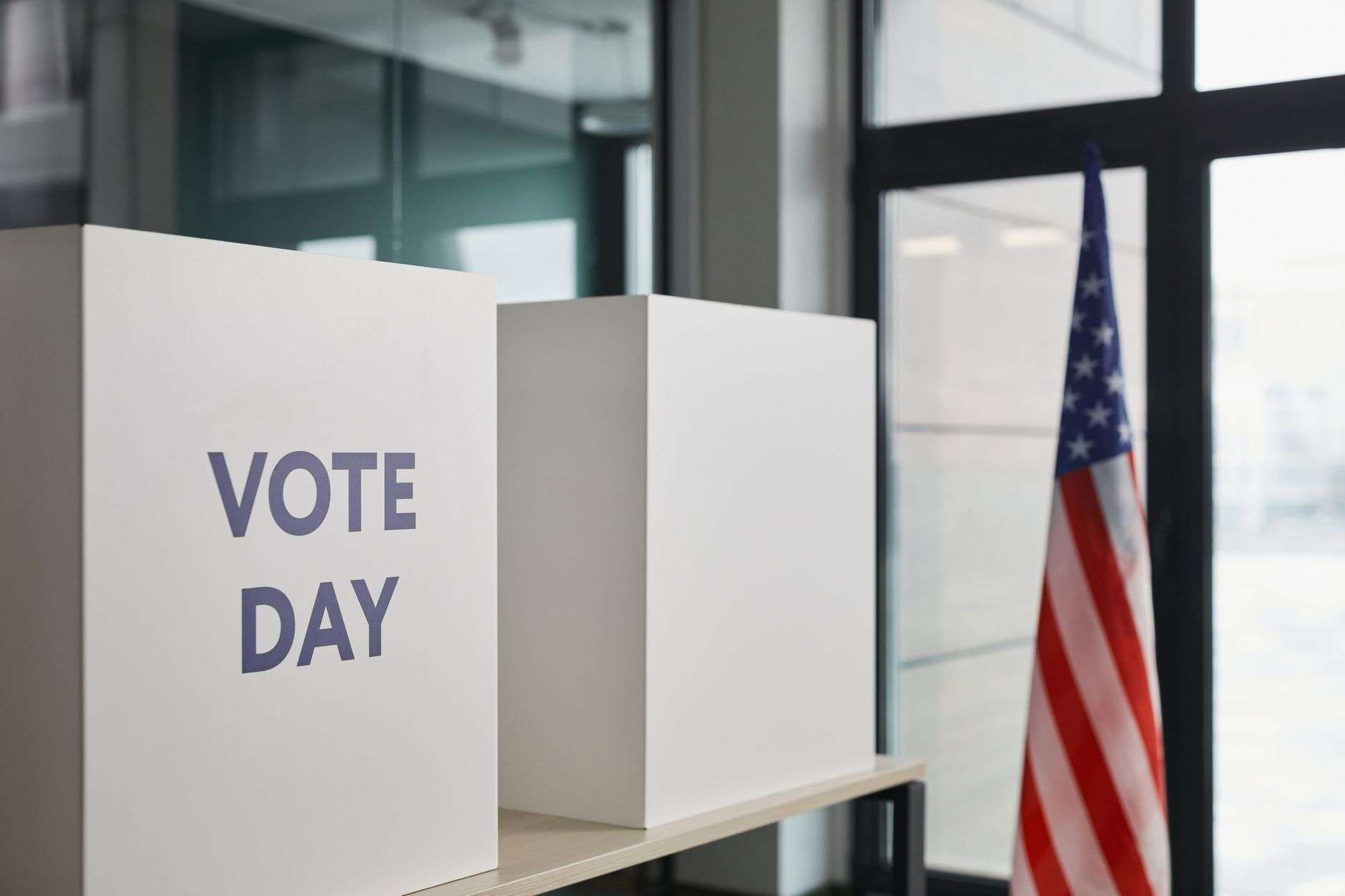 Voting booths set up at a polling place