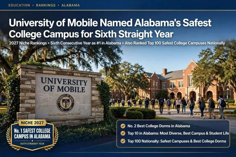 Illustration for the news story: University of Mobile Named Alabama’s Safest College Campus for Sixth Straight Year in 2027 Niche Rankings