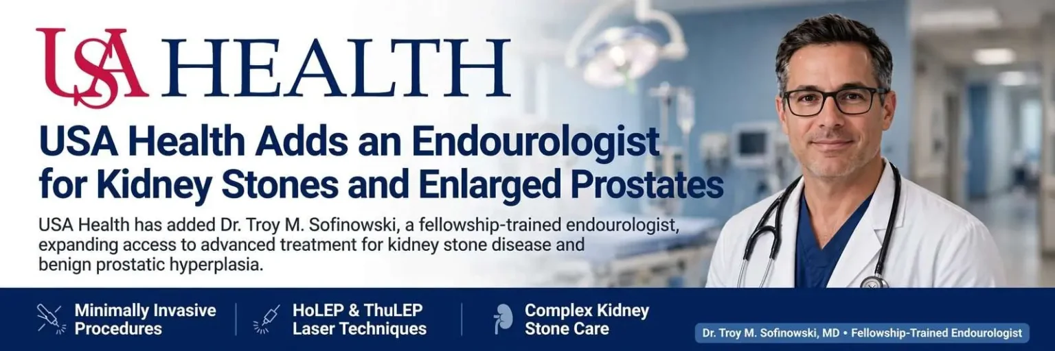 Illustration for the news story: USA Health Adds an Endourologist for Kidney Stones and Enlarged Prostates