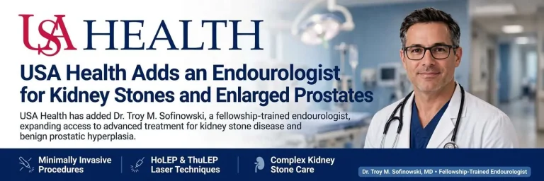 Illustration for the news story: USA Health Adds an Endourologist for Kidney Stones and Enlarged Prostates