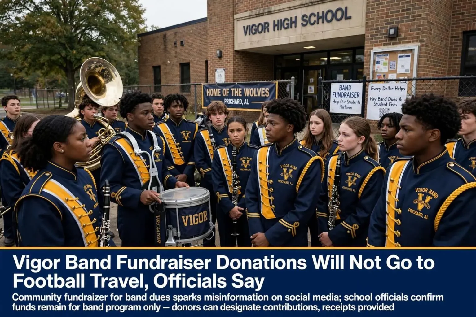 Illustration for the news story: Vigor Band Fundraiser Donations Will Not Go to Football Travel, Officials Say