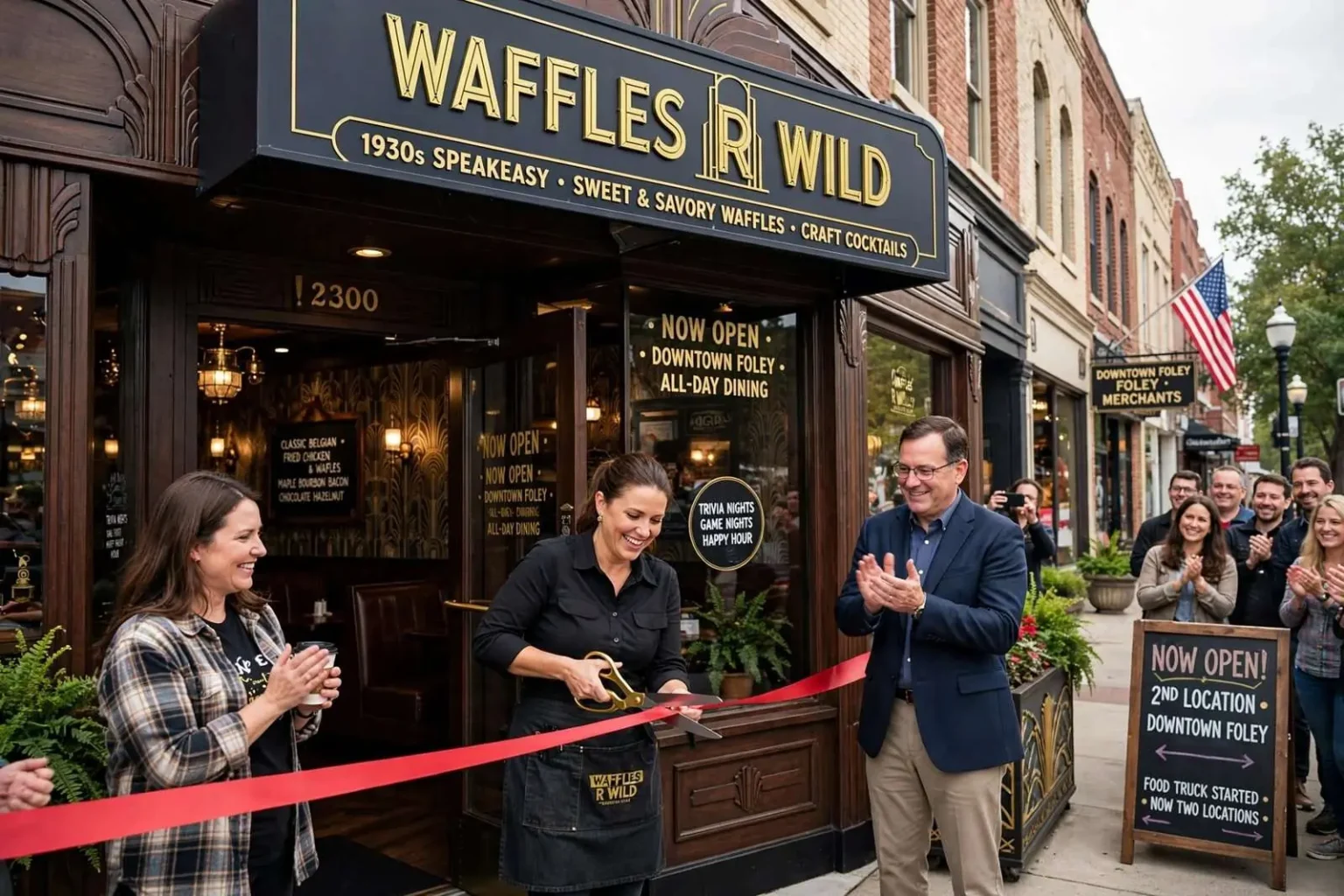 Illustration for the news story: Waffles R Wild Opens a Second Foley Location in the Downtown District