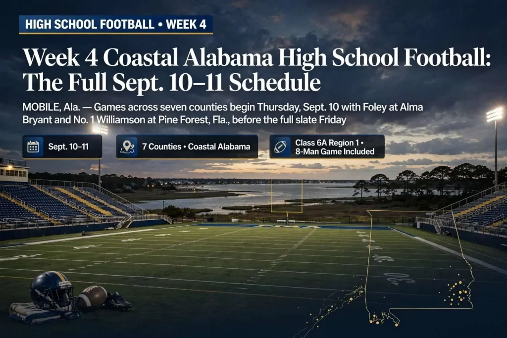 Illustration for the news story: Week 4 Coastal Alabama High School Football: The Full Sept. 10-11 Schedule