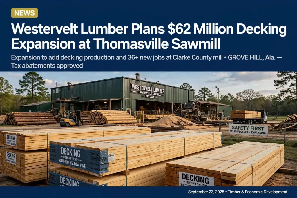 Illustration for the news story: Westervelt Lumber Plans $62 Million Decking Expansion at Thomasville Sawmill