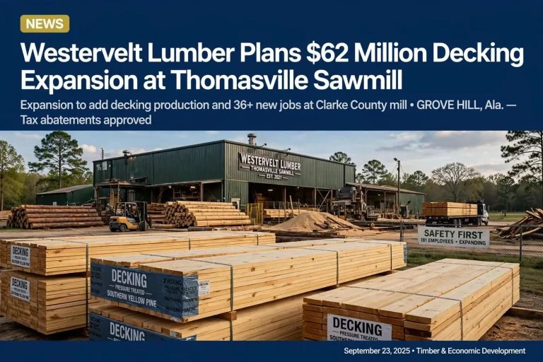 Illustration for the news story: Westervelt Lumber Plans $62 Million Decking Expansion at Thomasville Sawmill