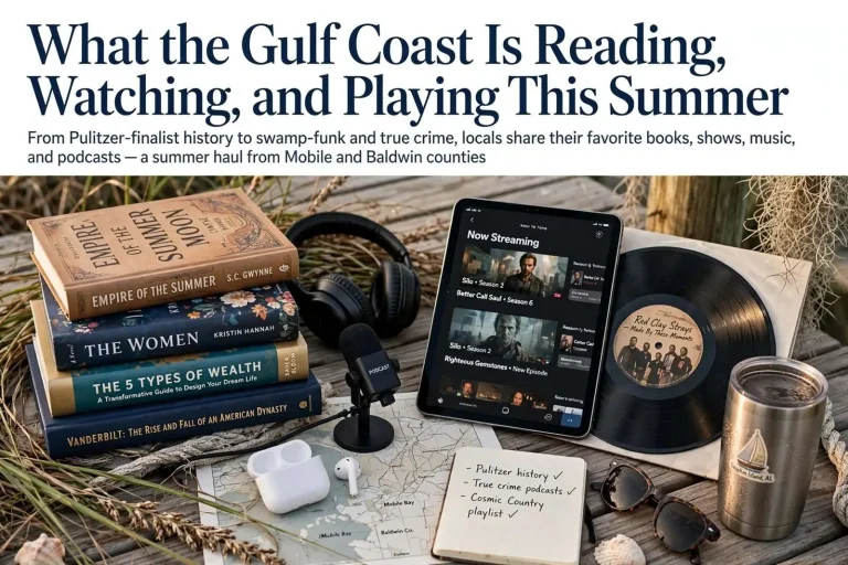 Illustration for the news story: What the Gulf Coast Is Reading, Watching, and Playing This Summer