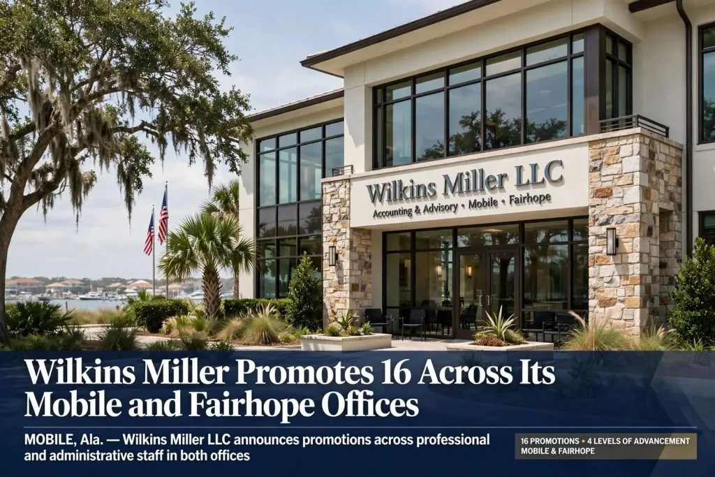 Illustration for the news story: Wilkins Miller Promotes 16 Across Its Mobile and Fairhope Offices