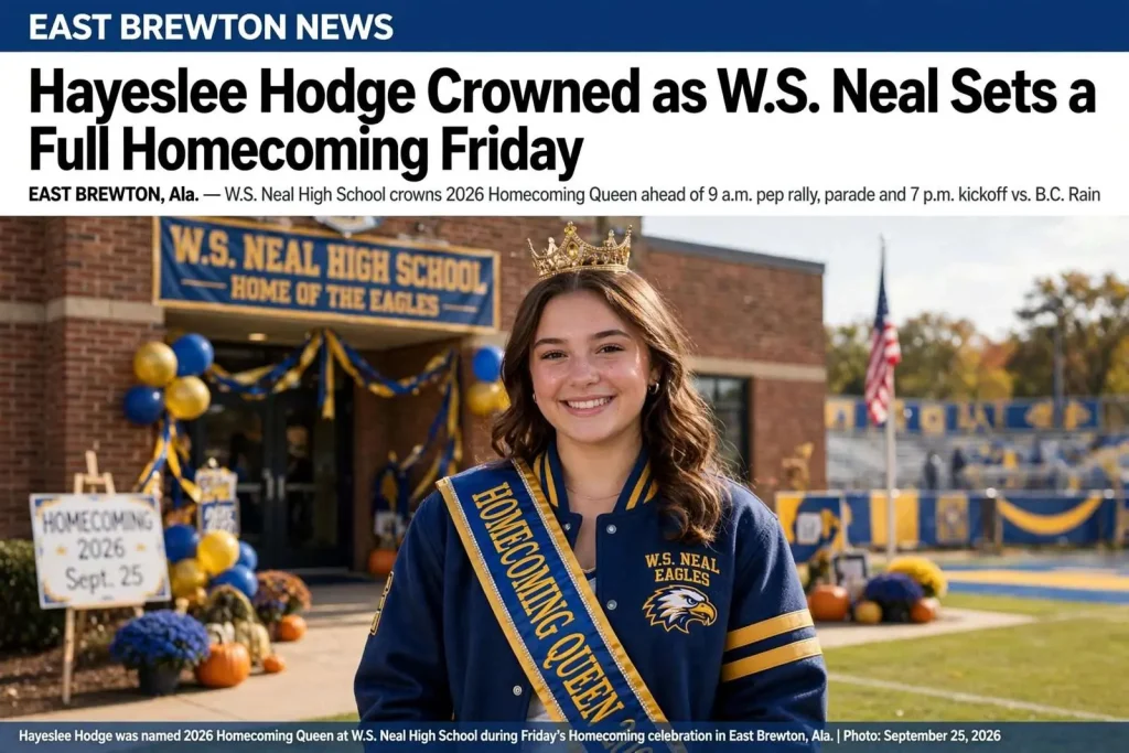 Illustration for the news story: Hayeslee Hodge Crowned as W.S. Neal Sets a Full Homecoming Friday