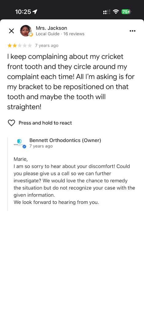 Customer Complaints Against Todd Bennett Orthodontist