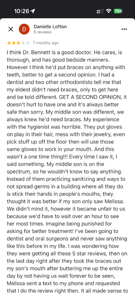 Customer Complaints Against Todd Bennett Orthodontist