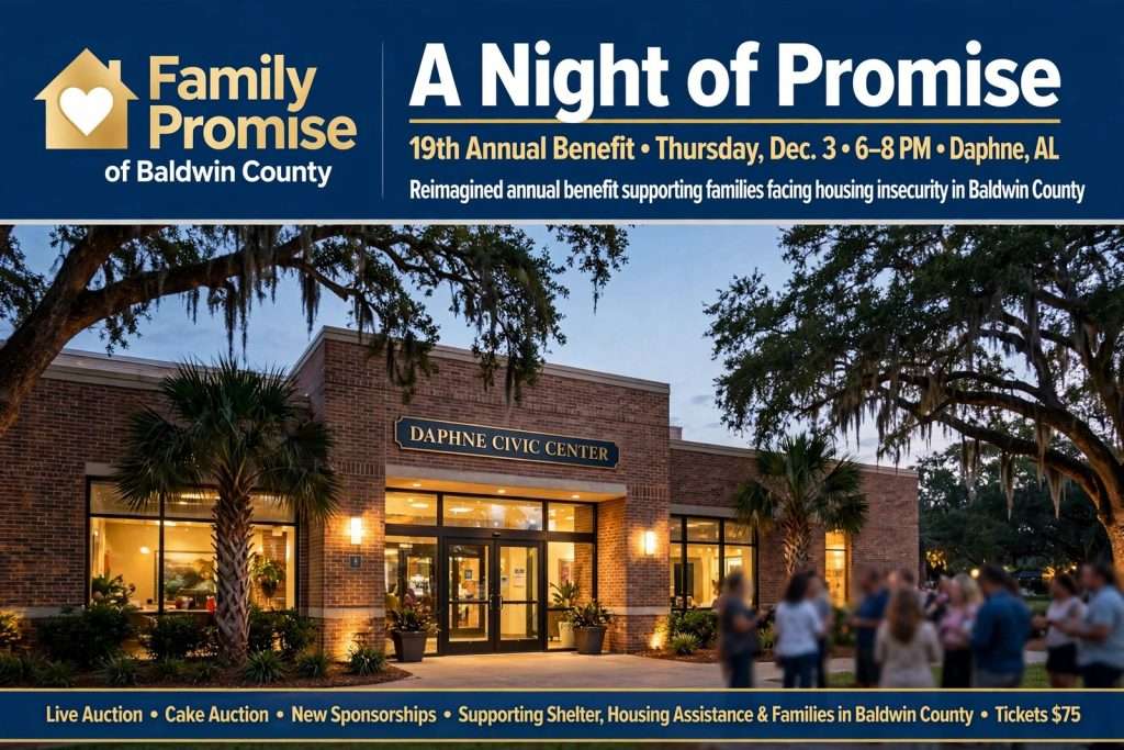 Illustration for the news story: Family Promise of Baldwin County Rebrands Annual Benefit as A Night of Promise, Set for Dec. 3 in Daphne