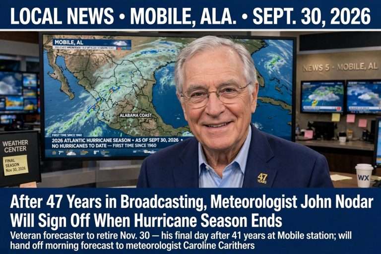 Illustration for the news story: After 47 Years in Broadcasting, Meteorologist John Nodar Will Sign Off When Hurricane Season Ends