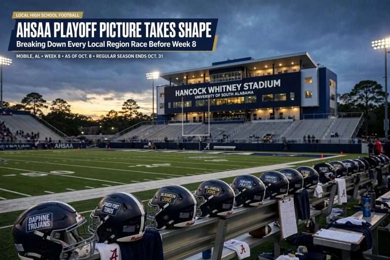 Illustration for the news story: AHSAA Playoff Picture Takes Shape: Breaking Down Every Local Region Race Before Week 8