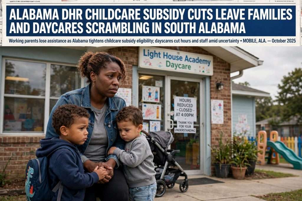 Illustration for the news story: Alabama DHR Childcare Subsidy Cuts Leave Families and Daycares Scrambling in South Alabama