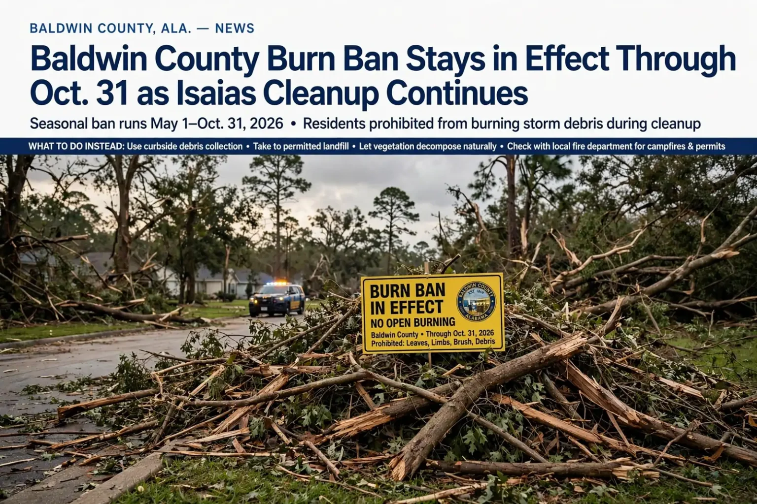 Pile of tree limbs and brush stacked at the edge of a residential yard