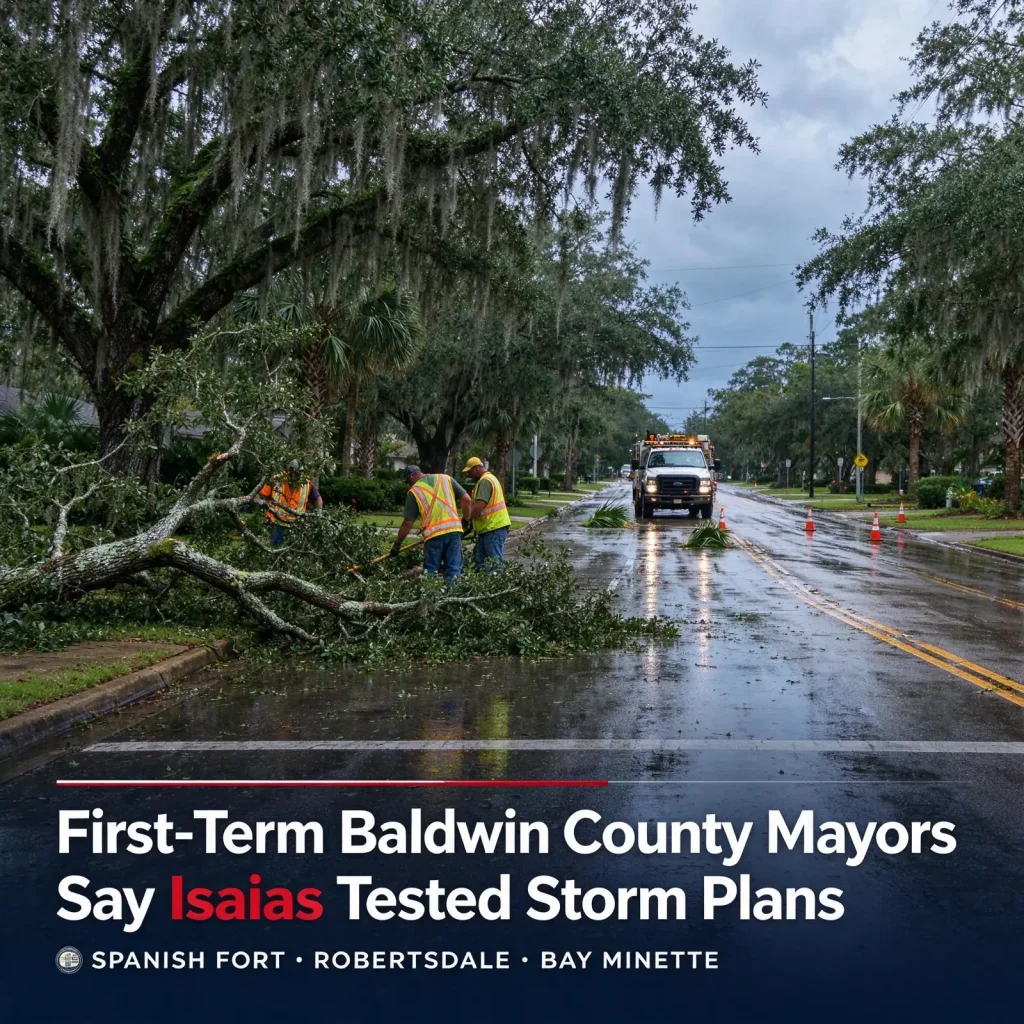 Baldwin County mayors - First-Term Baldwin County Mayors Say Isaias Tested Storm Plans in Spanish Fort, Robertsdale, Bay Minette