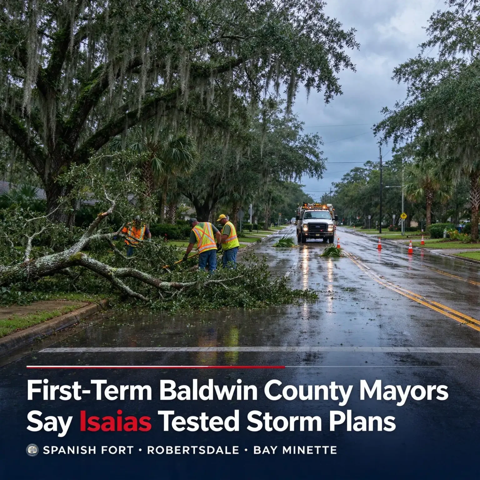 Baldwin County mayors - First-Term Baldwin County Mayors Say Isaias Tested Storm Plans in Spanish Fort, Robertsdale, Bay Minette