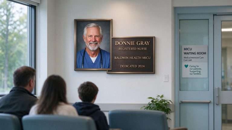 Illustration for the news story: Baldwin Health Dedicates MICU Memorial to Donnie Gray, Critical Care Nurse for More Than 20 Years
