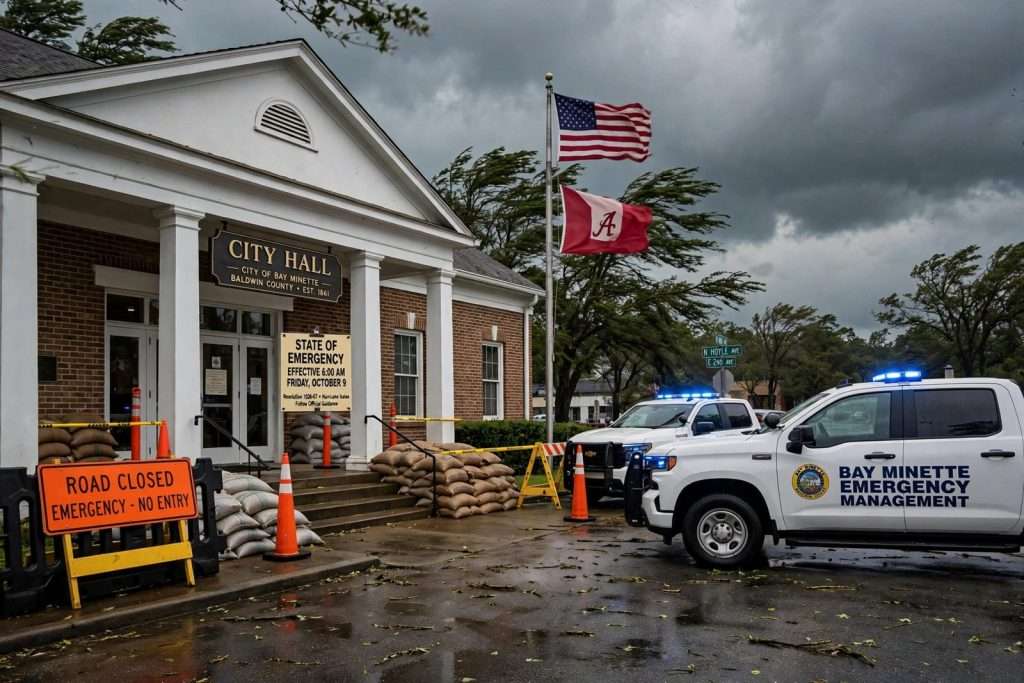 Illustration for the news story: Bay Minette State of Emergency Takes Effect as Hurricane Isaias Nears North Baldwin