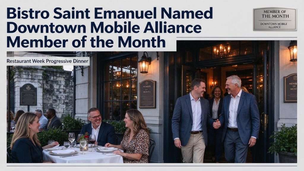 Illustration for the news story: Bistro Saint Emanuel Named Downtown Mobile Alliance Member of the Month After Kicking Off Restaurant Week Progressive Dinner