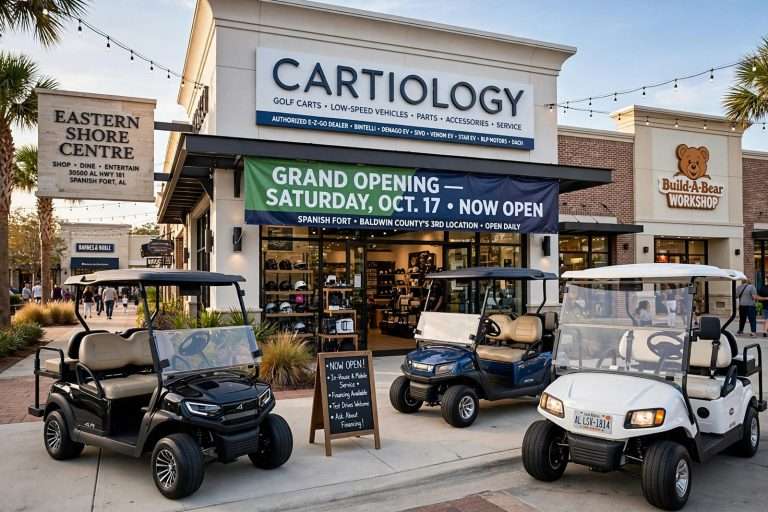 Illustration for the news story: Cartiology Golf Cart Store Opens at Eastern Shore Centre, Plans Oct. 17 Grand Opening