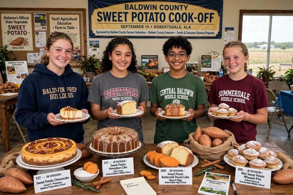 Illustration for the news story: Cheesecake, Honeybun Cake and Whoopie Pies: Baldwin County Students Win Sweet Potato Cook-Off