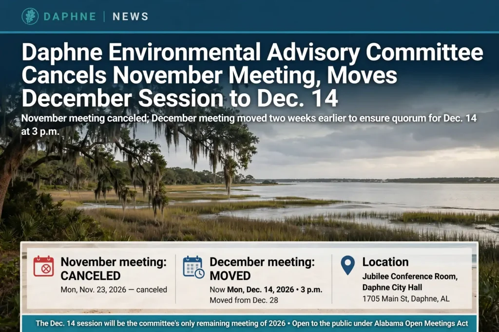 Daphne Environmental Advisory Committee – Daphne Environmental Advisory Committee Cancels November Meeting, Moves December Session to Dec. 14