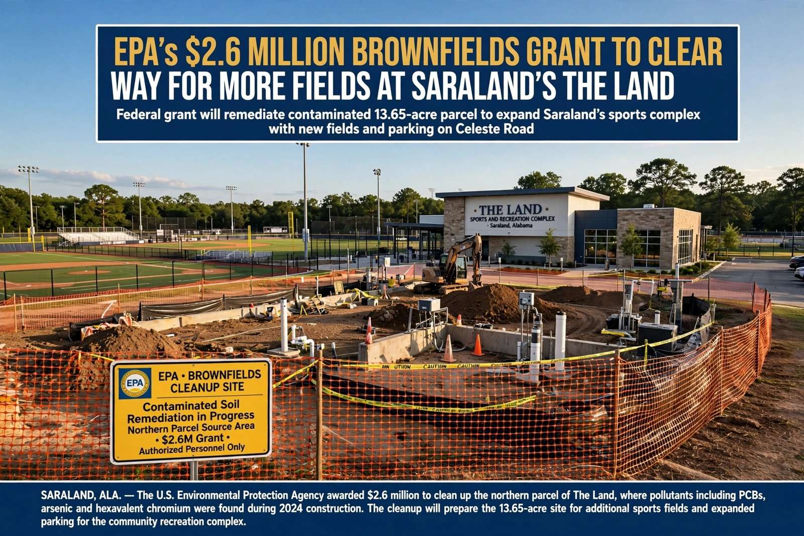 Illustration for the news story: EPA’s $2.6 Million Brownfields Grant to Clear Way for More Fields at Saraland’s The Land