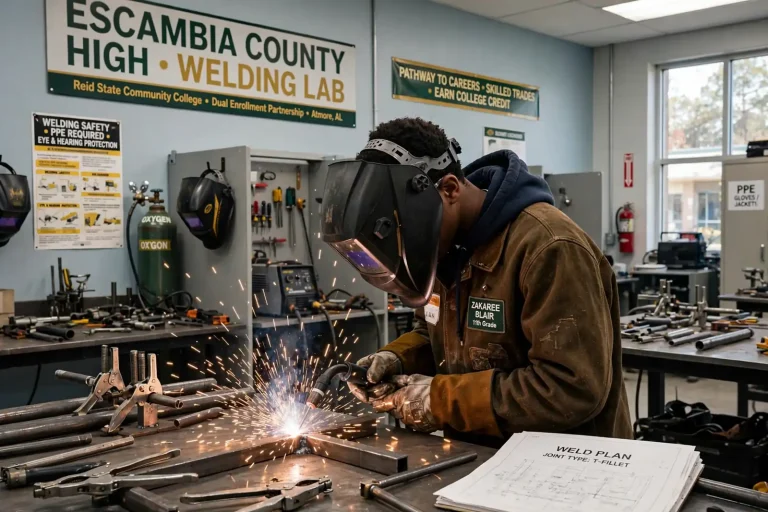 Escambia County High welding - Escambia County High Welding Lab Puts Atmore Students on Reid State Path to Jobs
