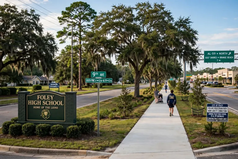9th Avenue pedestrian path – New 9th Avenue Pedestrian Path Will Link Foley High, Highway 59 Sidewalks and South Foley Neighborhoods