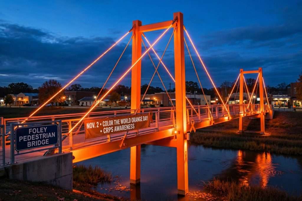 Illustration for the news story: Foley Declares Nov. 2 Color the World Orange Day, Will Light Pedestrian Bridge for CRPS Awareness