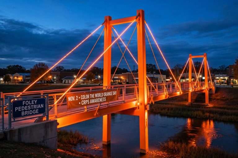 Illustration for the news story: Foley Declares Nov. 2 Color the World Orange Day, Will Light Pedestrian Bridge for CRPS Awareness