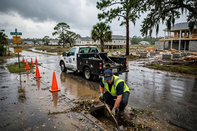 New home construction on an elevated stem wall foundation in Foley, illustrating the Foley flood ordinance