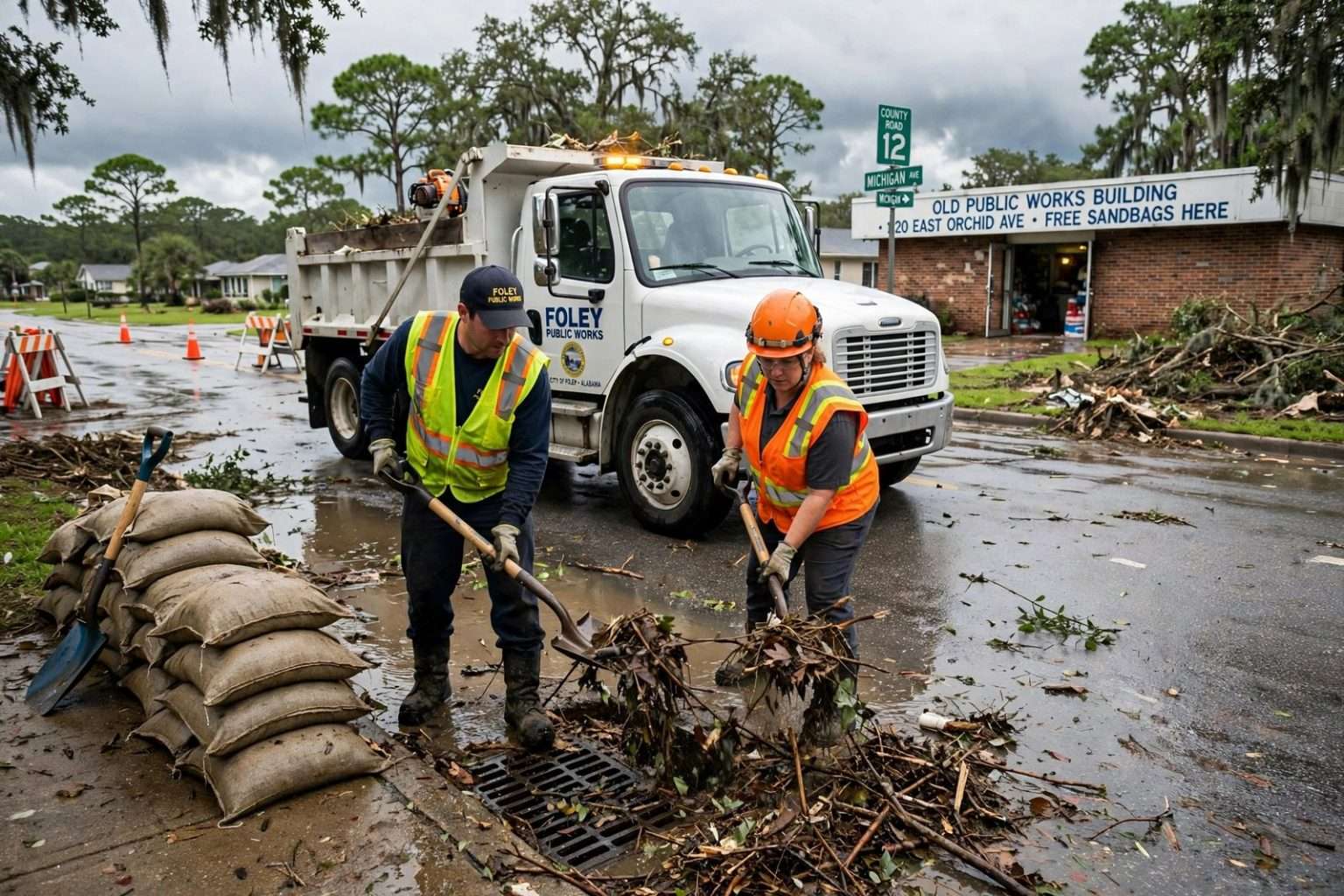 Photo Raining Day Foley Flooding: Roads Reopen as Crews Prep for More Rain