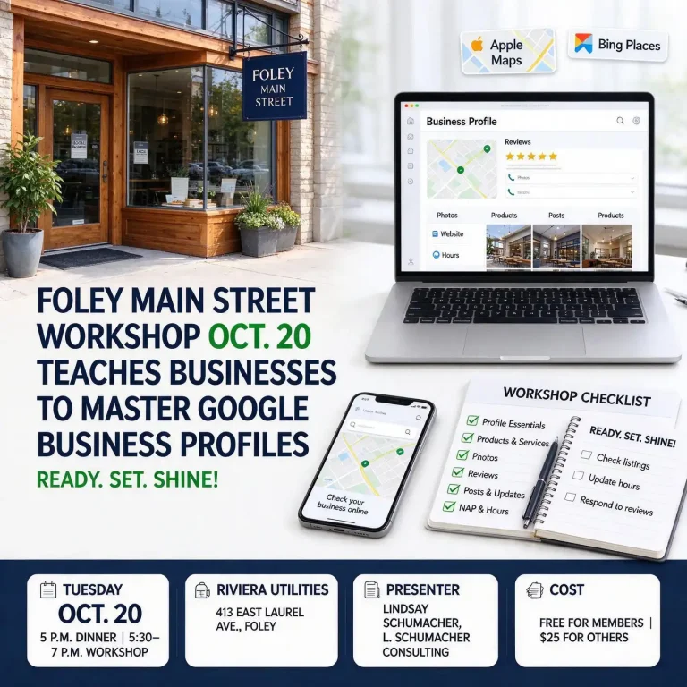 Small business owner reviewing a Google Business Profile on a laptop and smartphone