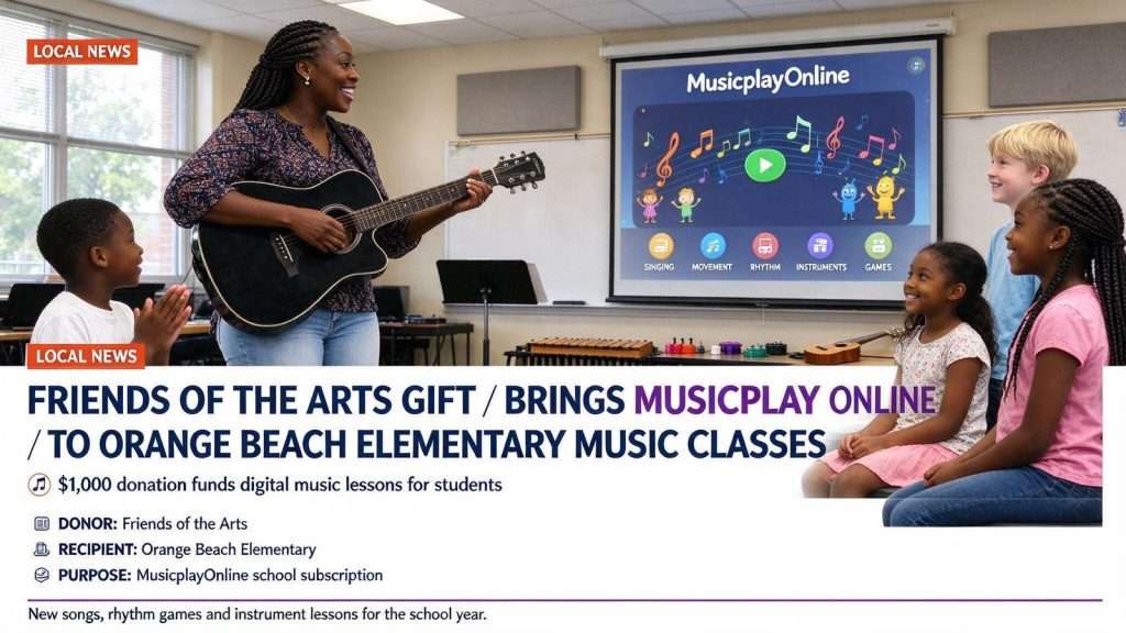 Illustration for the news story: Friends of the Arts Gift Brings MusicplayOnline to Orange Beach Elementary Music Classes