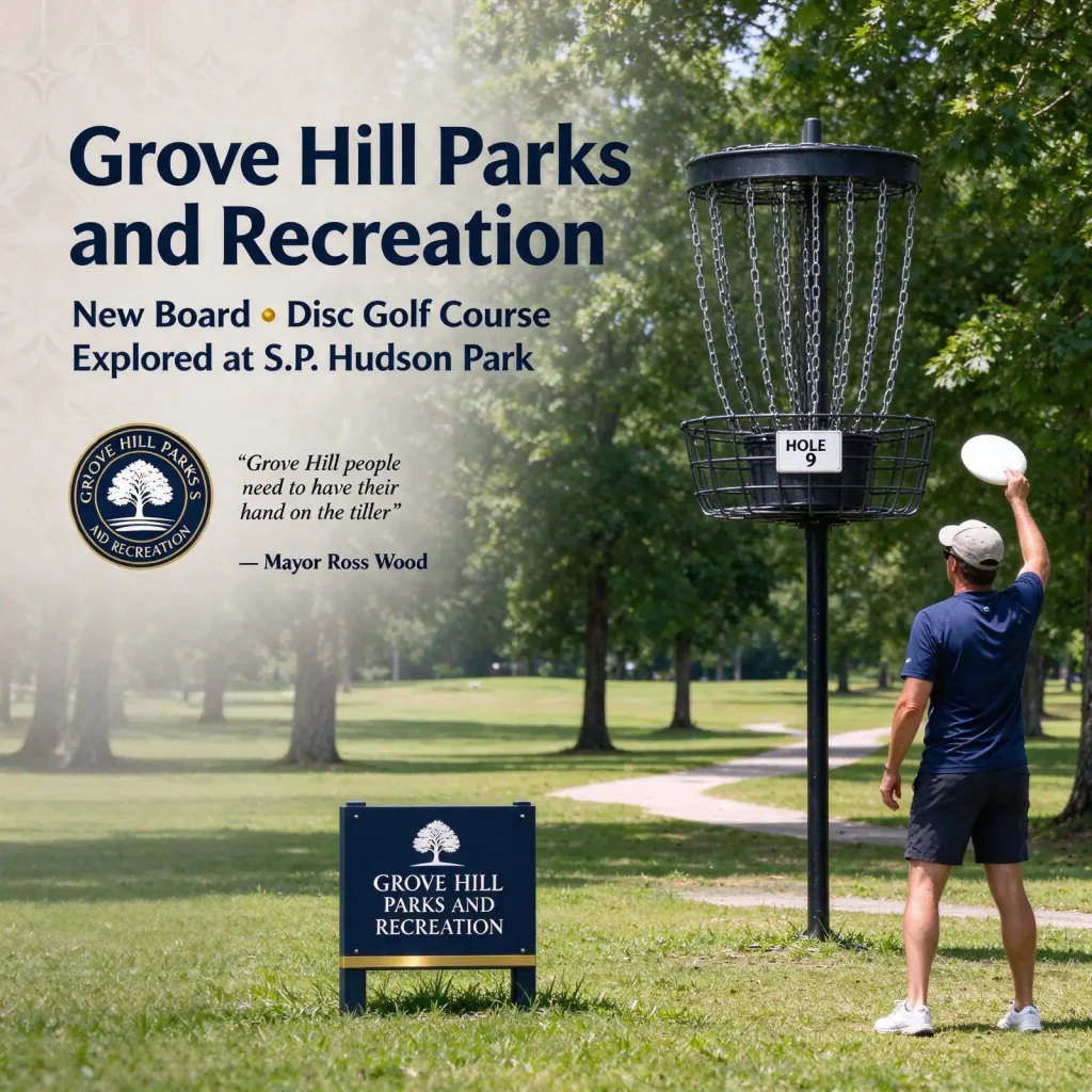 Grove Hill parks and recreation - Grove Hill Parks and Recreation Gets New Board, Studies Disc Golf Course at S.P. Hudson Park