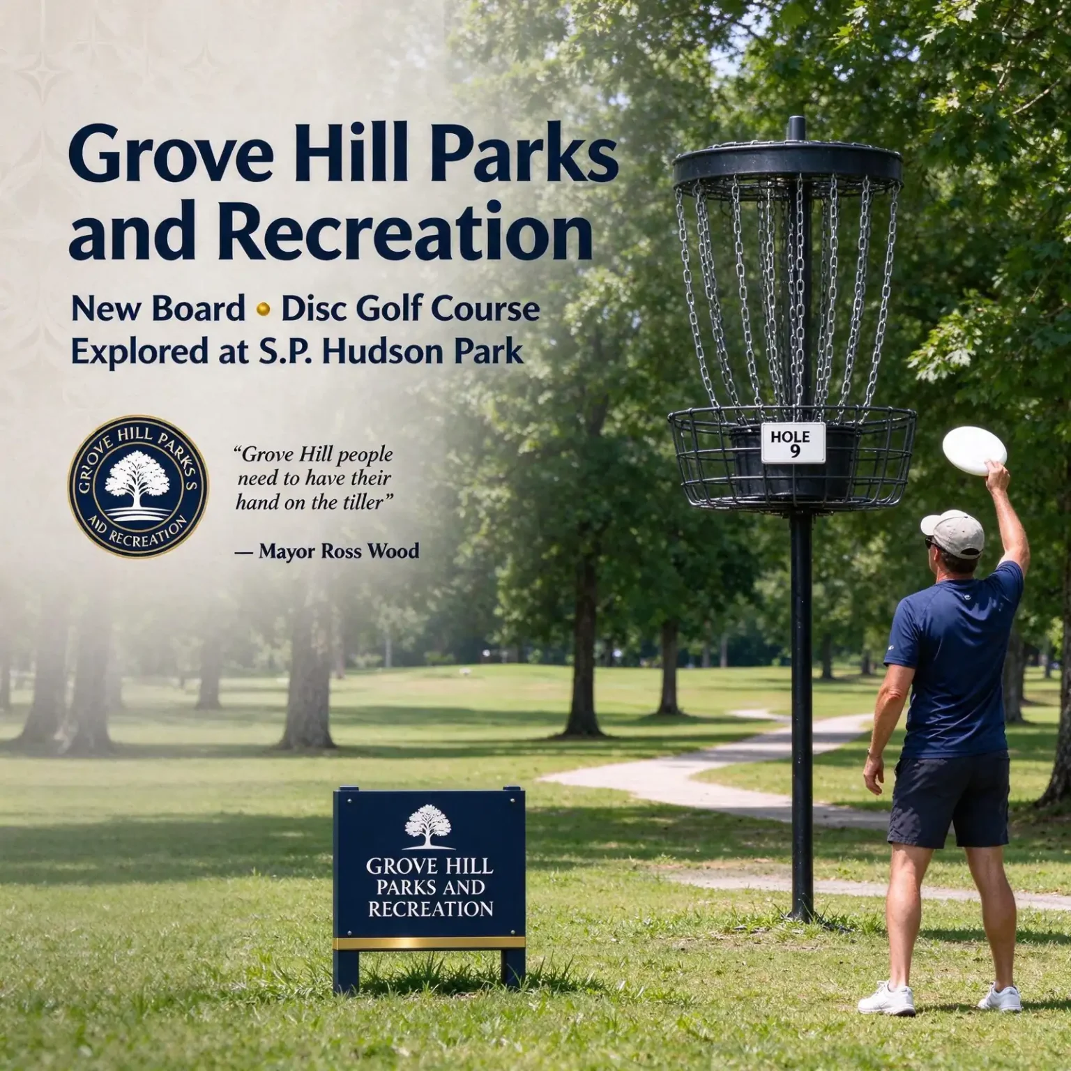 Grove Hill parks and recreation - Grove Hill Parks and Recreation Gets New Board, Studies Disc Golf Course at S.P. Hudson Park