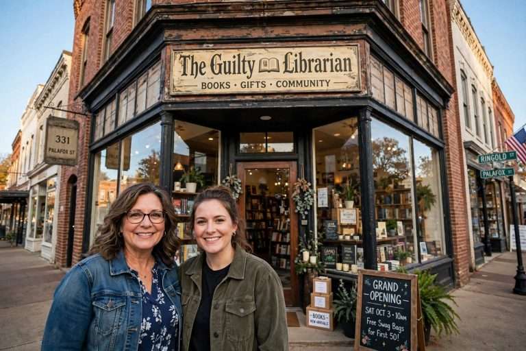 Illustration for the news story: The Guilty Librarian Bookstore Opens in Historic Downtown Flomaton Building Vacant for 30 Years