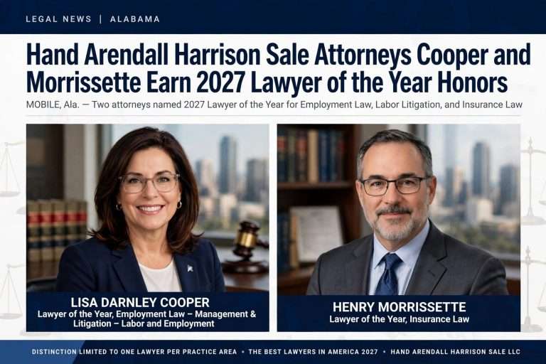 Illustration for the news story: Hand Arendall Harrison Sale Attorneys Cooper and Morrissette Earn 2027 Lawyer of the Year Honors