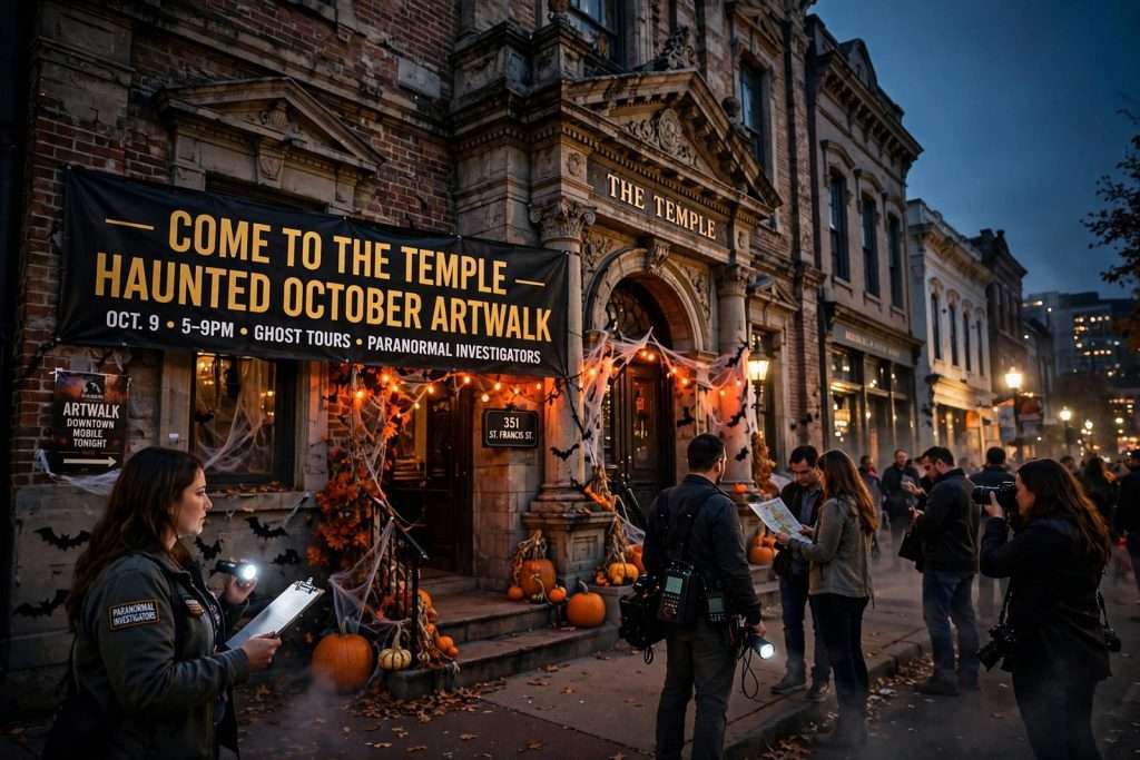Illustration for the news story: Ghost Tours, Legends and Paranormal Investigators: The Temple Opens Its Doors for a Haunted October ArtWalk on Oct. 9